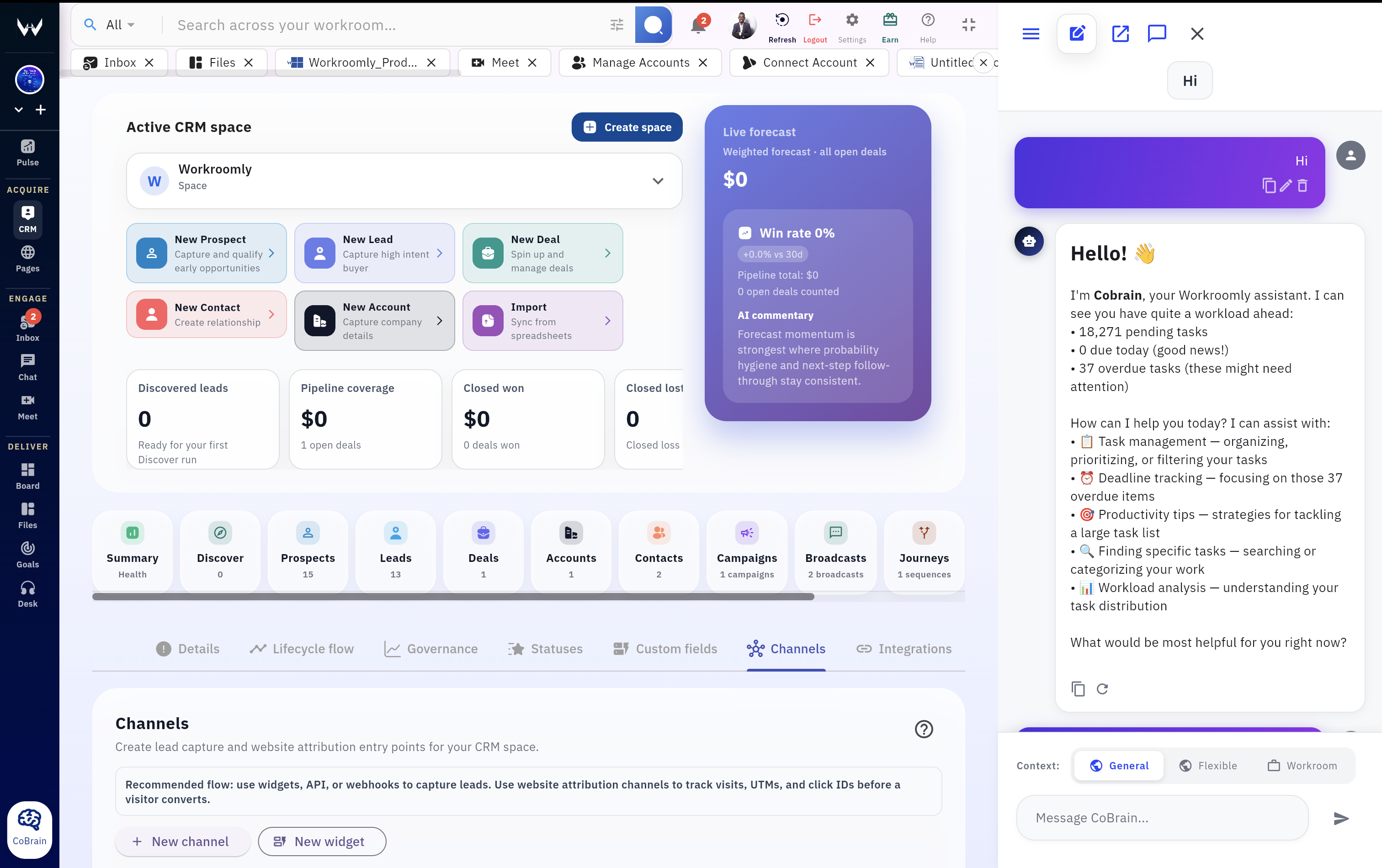 CoBrain AI assistant workflow in Workroomly