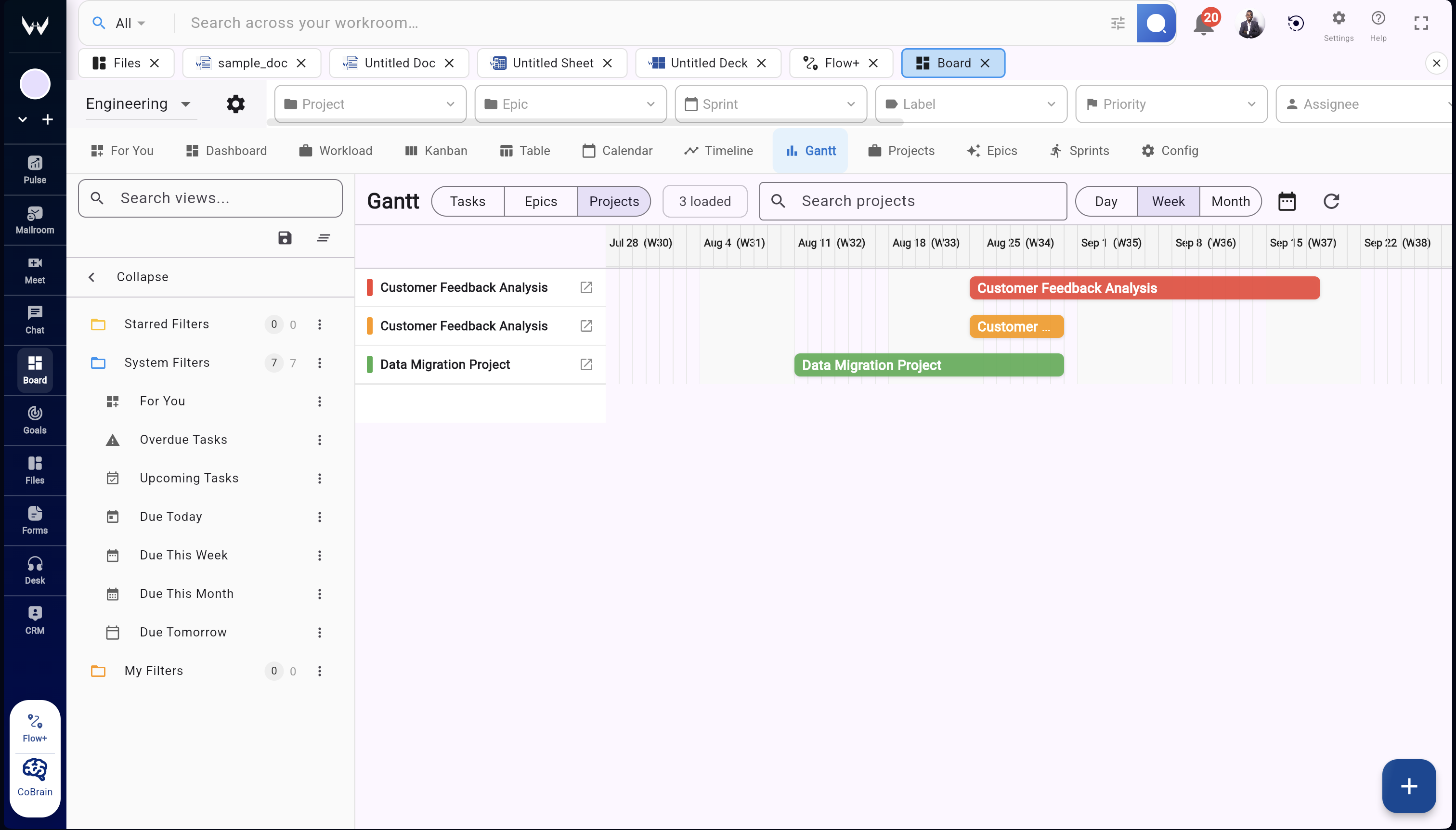 Workroomly Boards dependency and risk signal view
