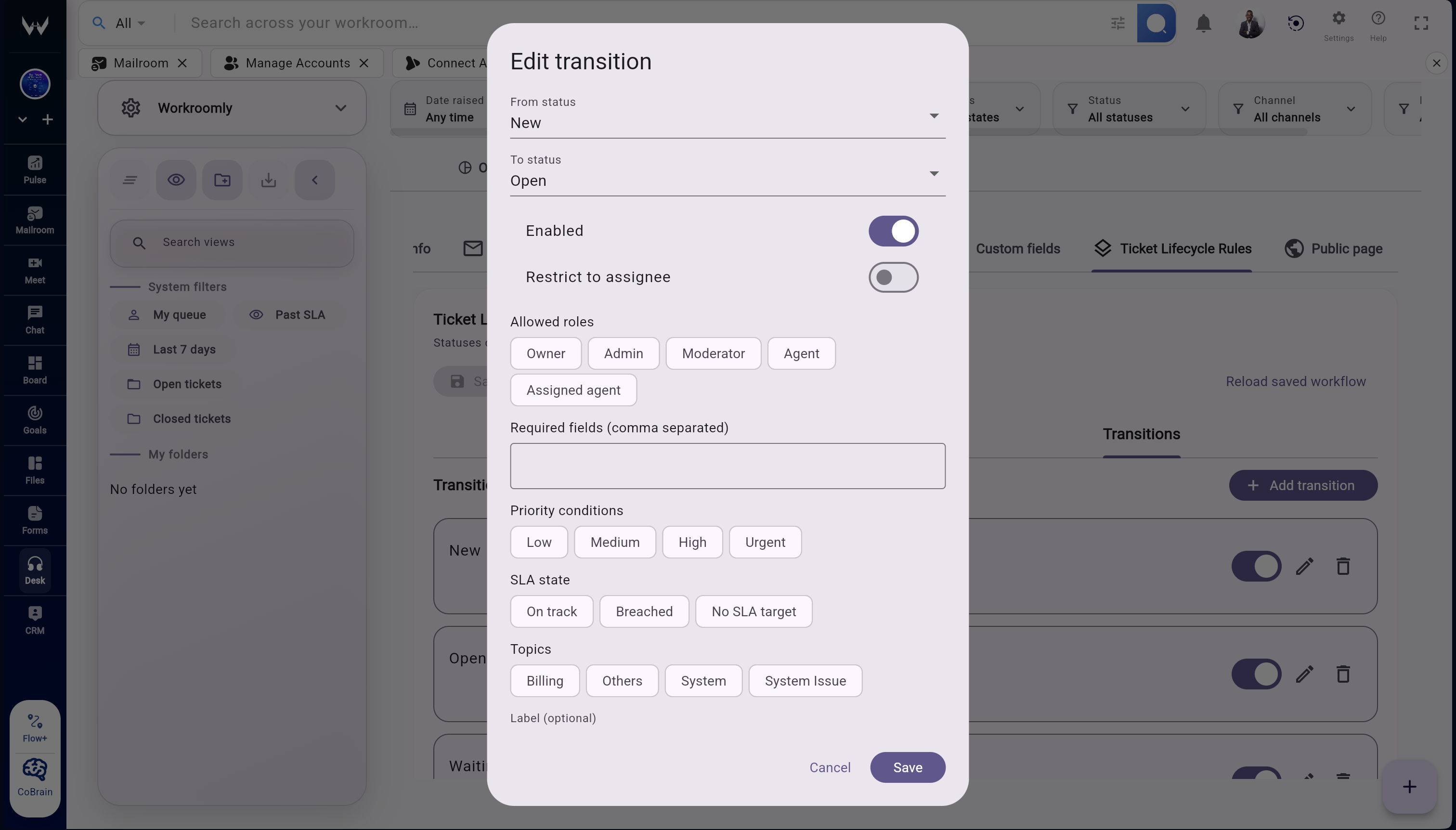 Workroomly Desk routing rules and assignment panel